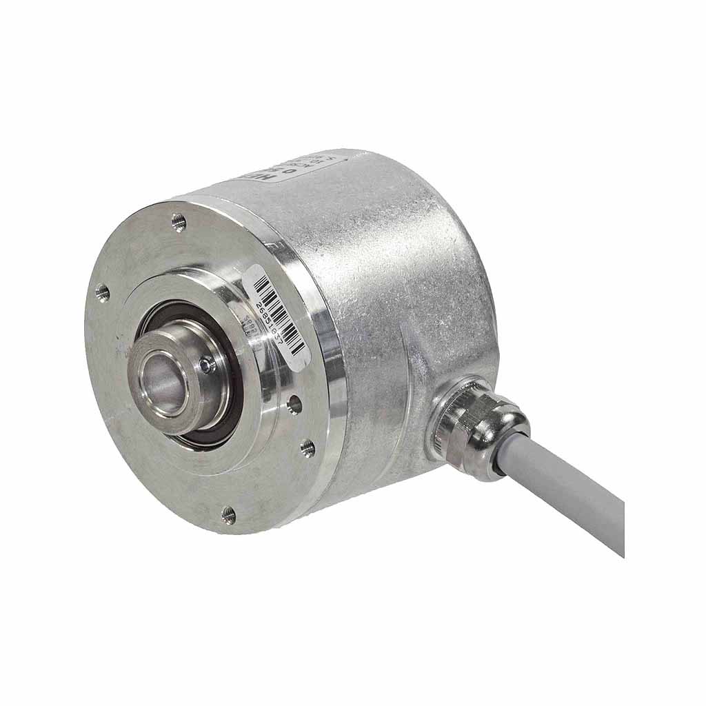 Hengstler AC58 absolute encoder hub shaft design with clamping front ring with radial cable