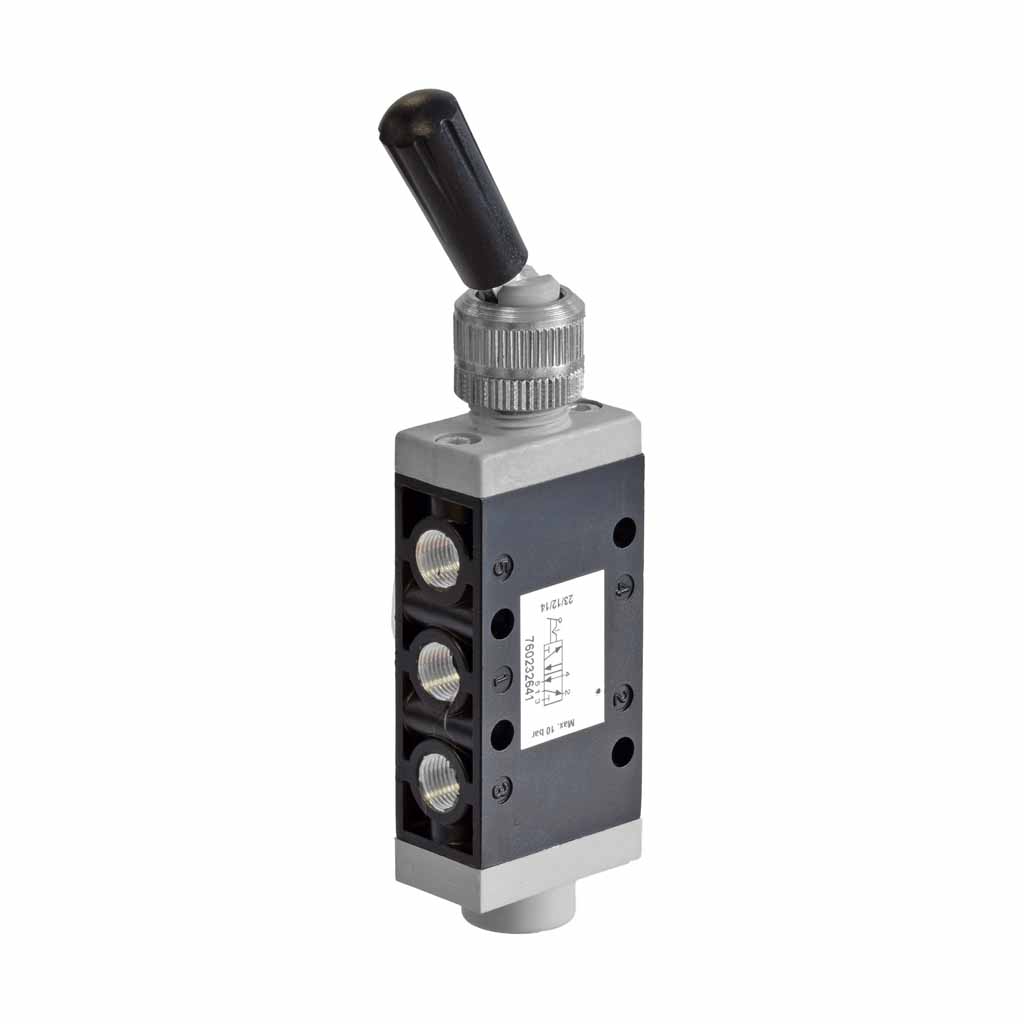 Kuhnke 76 series pneumatic toggle lever valve with inline lever